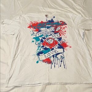 Ed Hardy White Graphic T-Shirt with Rose Design